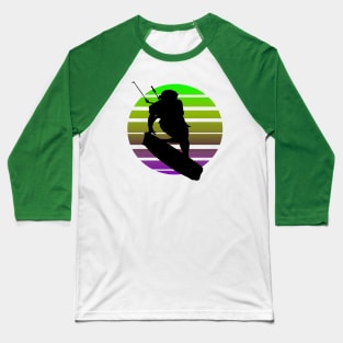 Kitesurfing Female Rider Silhouette Retro Sunset Baseball T-Shirt